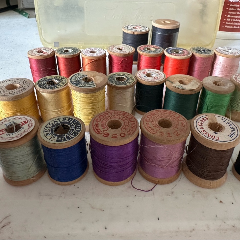 Vintage wooden spool thread